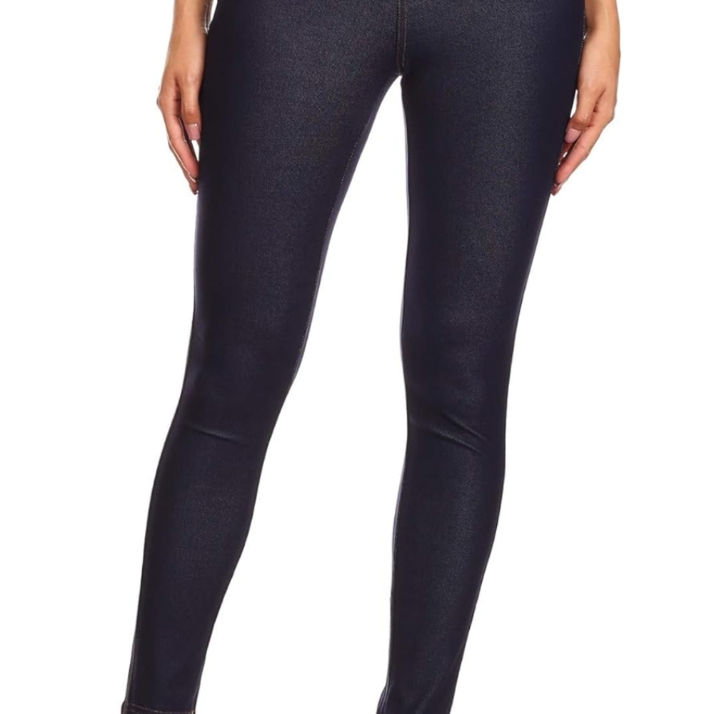 2 Pairs of Women's Jeggings Dark Blue And Charcoal Gray